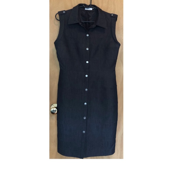 Calvin Klein Blue Denim Capsleeve Dress with Collar. Size 10 (New with tags) - Picture 1 of 6
